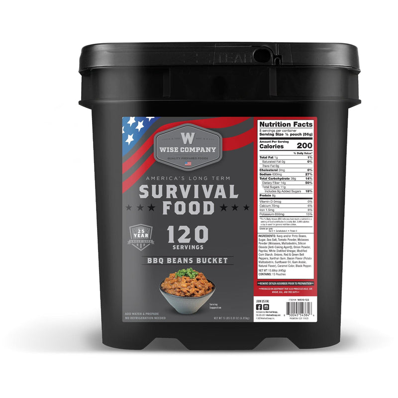 BBQ BEANS BUCKET - 120 Servings  Wise Company Emergency Food