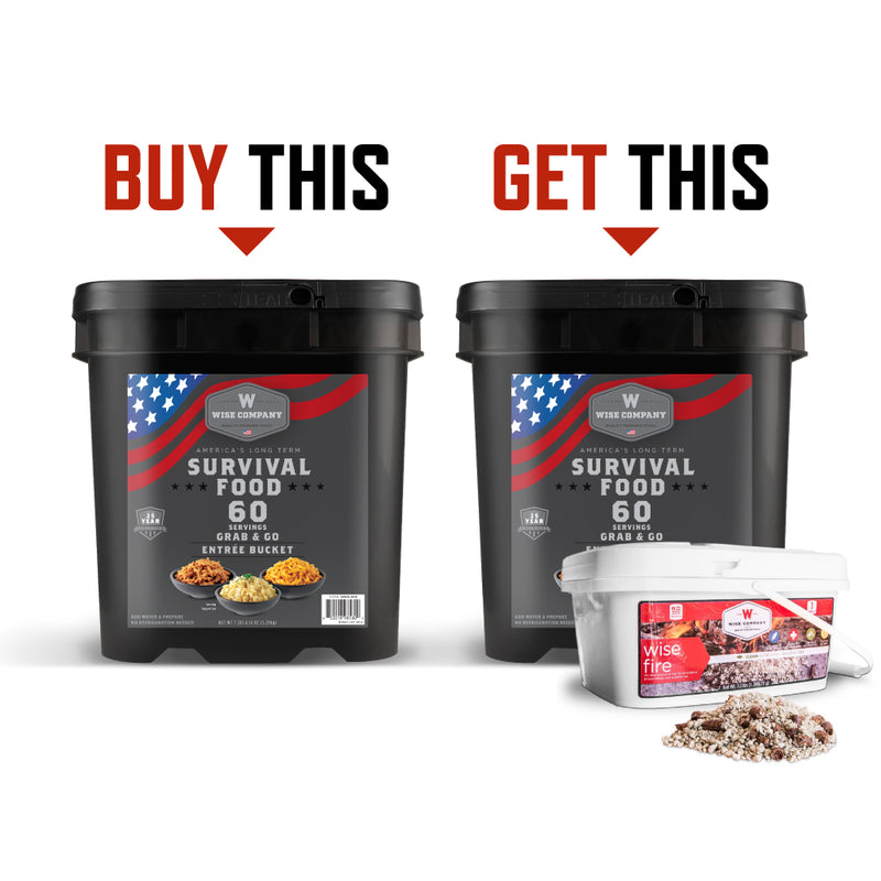 Buy 1 Get 1 Free on 60-Serving Entrée Buckets + Free WiseFire