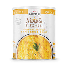 ReadyWise Simple Kitchen powdered eggs can with scrambled eggs image on label