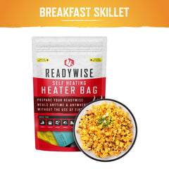 ReadyWise self heating breakfast skillet meal with a bowl of scrambled eggs and veggies
