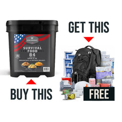 Buy a 84 Serving Bucket, Get a Free Survival Backpack