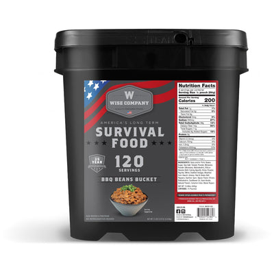 BBQ BEANS BUCKET - 120 Servings  Wise Company Emergency Food   