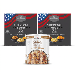 72-Hour Survival Kit & Chicken Bundle - two 72 Hour Emergency Food Kits and Diced Chicken can on white background